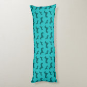 Coussins Longs Motif mignon de teckel de turquoise (Dos (Vertical))