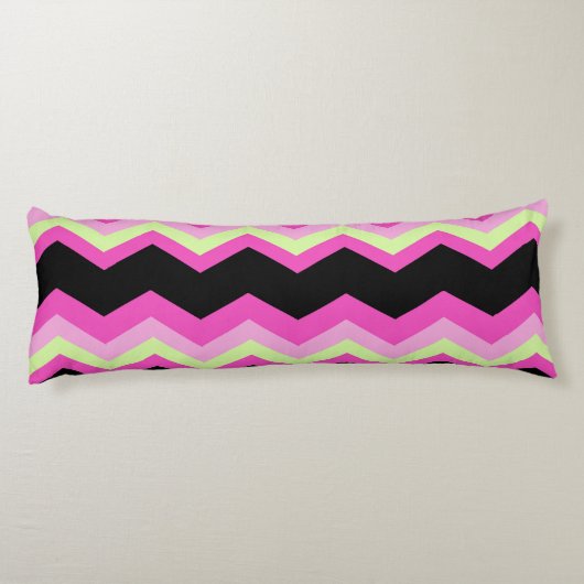 Coussins Longs motif moderne girly zigzag noir fuchsia chevron (Dos)