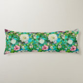 Coussins Longs Motif monogramme bleu fleuri rose (Devant)