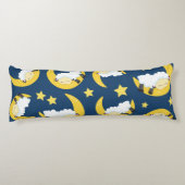 Coussins Longs Motif mouton, Mouton couché, Lune, Étoiles (Dos)