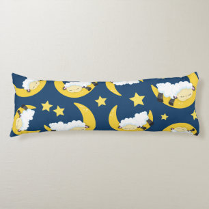 Coussins Longs Motif mouton, Mouton couché, Lune, Étoiles