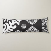 Coussins Longs Motif noir et blanc complexe avec fleurs (Dos)