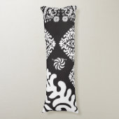 Coussins Longs Motif noir et blanc complexe avec fleurs (Devant (Vertical))