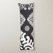 Coussins Longs Motif noir et blanc complexe avec fleurs (Dos (Vertical))