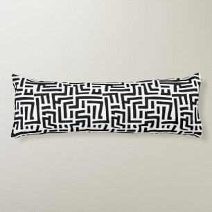 Coussins Longs Motif noir et blanc Motif de labyrinthe géométri