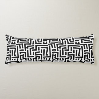 Coussins Longs Motif noir et blanc | Motif de labyrinthe géométri