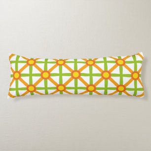 Coussins Longs Motif orange vert et jaune inspiré des rétro