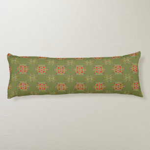 Coussins Longs Motif ornemental vert olive