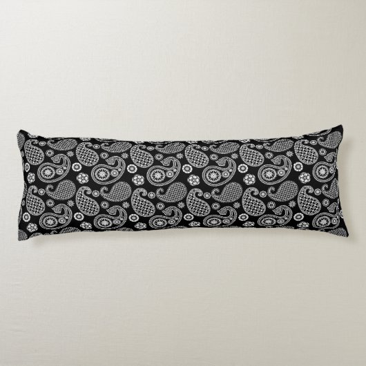 Coussins Longs Motif Paisley, noir et blanc (Dos)