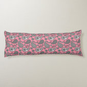 Coussins Longs Motif Paisley, tons gris sur rose (Dos)