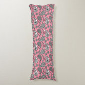 Coussins Longs Motif Paisley, tons gris sur rose (Devant (Vertical))