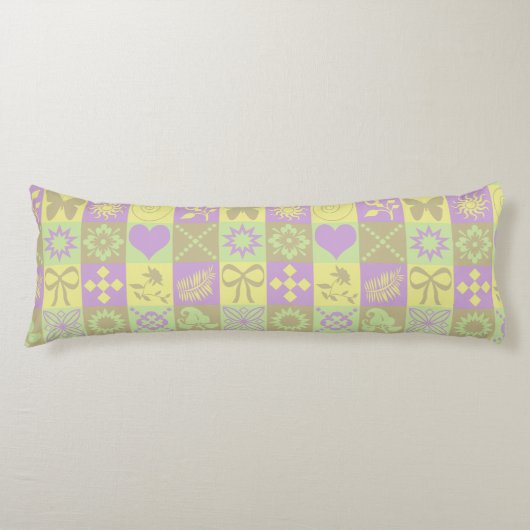 Coussins Longs Motif Patchwork de Pastels (Devant)