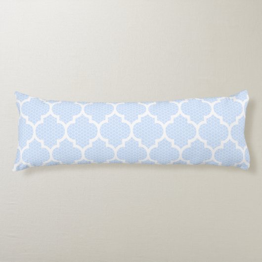 Coussins Longs Motif Quatrefoil moderne Bleu et Blanc (Devant)