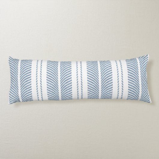 Coussins Longs Motif rayé à chevrons bleu doux et fougère (Dos)