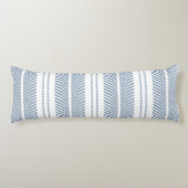 Coussins Longs Motif rayé à chevrons bleu doux et fougère (Devant)