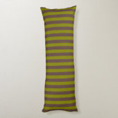 Coussins Longs Motif rayé en chocolat brun et vert olive (Dos (Vertical))
