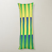 Coussins Longs Motif rayé vert jaune bleu (Dos (Vertical))
