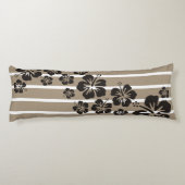 Coussins Longs Motif rayures fond pierre + fleurs d'hibiscus (Dos)