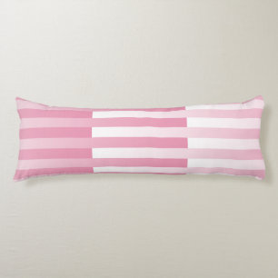 Coussins Longs Motif Rayures Rose Blanc