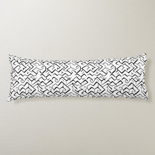 Coussins Longs Motif répété noir et blanc | Maze moderne (Devant)