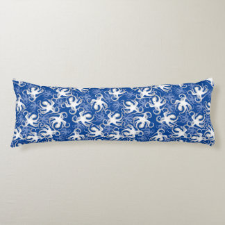 Coussins Longs Motif Répétitif Blanc Et Bleu | Motif de Pieuvre