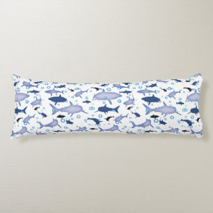 Coussins Longs Motif Répétitif Blanc Et Bleu Motif De Requin