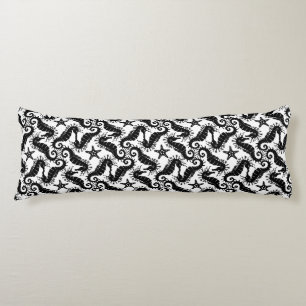 Coussins Longs Motif Répétitif Noir Et Blanc Motif Hippocampe