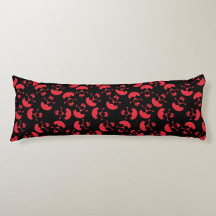Coussins Longs Motif Répétitif Rouge et Noir Motif de Crâne