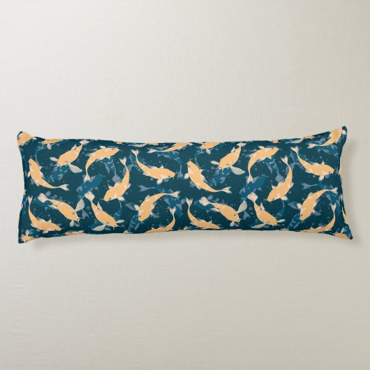 Coussins Longs Motif Répétition Vert Et Jaune | Koi Fish Motif (Dos)