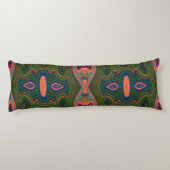 Coussins Longs Motif rétro Abstrait bleu, vert et orange (Dos)