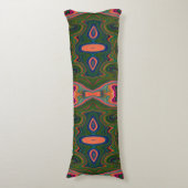 Coussins Longs Motif rétro Abstrait bleu, vert et orange (Devant (Vertical))