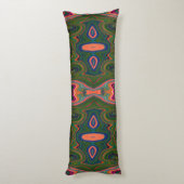 Coussins Longs Motif rétro Abstrait bleu, vert et orange (Dos (Vertical))