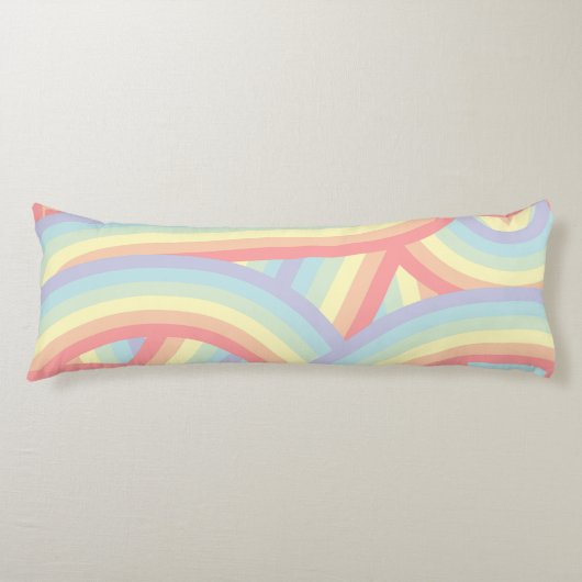 Coussins Longs Motif Retro Pastel Rainbow Stripes (Devant)