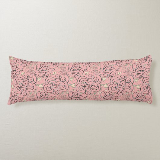 Coussins Longs Motif romantique avec des coeurs et des oiseaux (Devant)