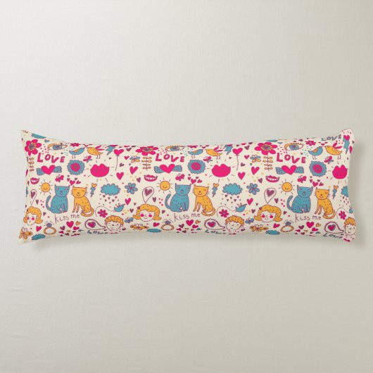 Coussins Longs Motif romantique coloré (Devant)