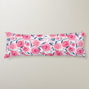 Coussins Longs Motif Rose d'aquarelle rose