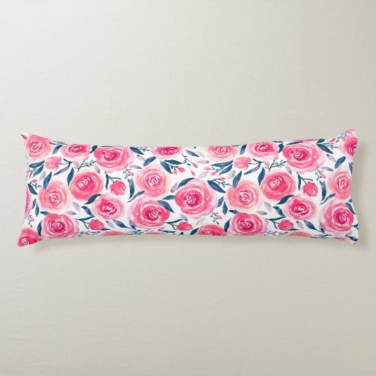 Coussins Longs Motif Rose d'aquarelle rose (Devant)