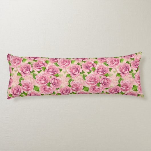 Coussins Longs Motif rose d'aquarelle rose (Dos)