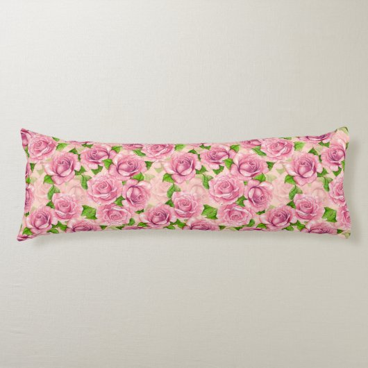 Coussins Longs Motif rose d'aquarelle rose (Devant)