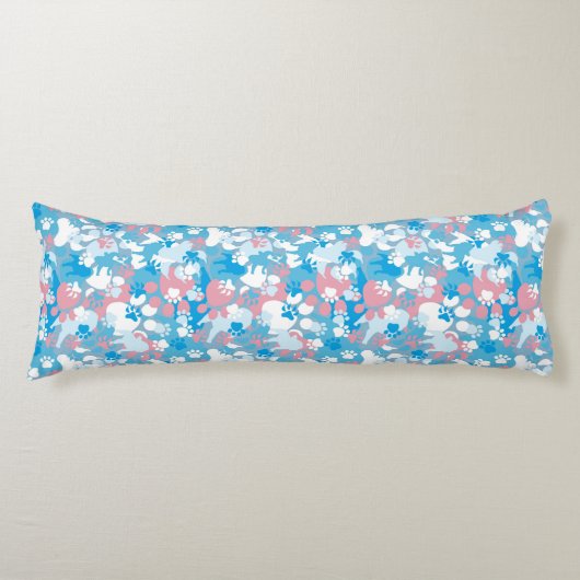 Coussins Longs Motif rose et bleu de chien de camouflage (Devant)