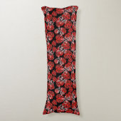 Coussins Longs Motif Rouge Et Noir - Geckos Et Feuille (Devant (Vertical))
