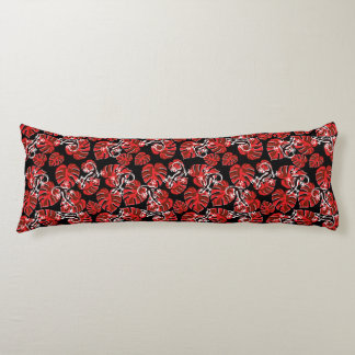 Coussins Longs Motif Rouge Et Noir - Geckos Et Feuilles