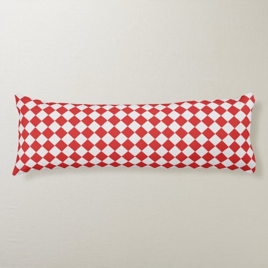 Coussins Longs Motif rouge et par blanc tissé Checkered diagonal (Devant)