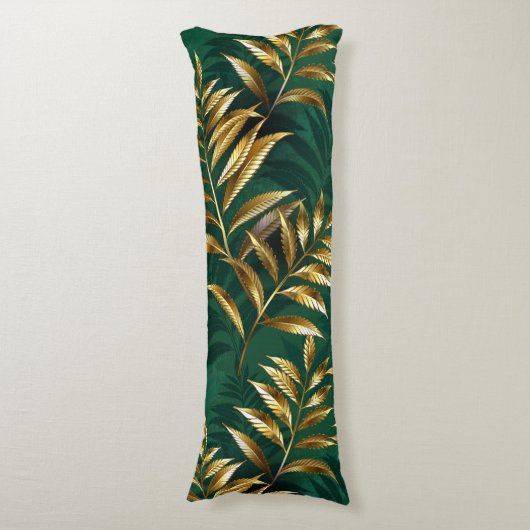 Coussins Longs Motif sans couture avec des fougères dorées (Devant (Vertical))
