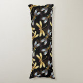 Coussins Longs Motif sans couture avec libellules d'or (Devant (Vertical))