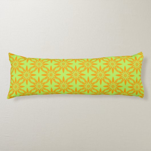 Coussins Longs Motif sans couture de fleurs vertes orange (Devant)