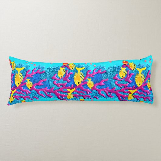 Coussins Longs Motif sans fil de poissons tropicaux (Devant)