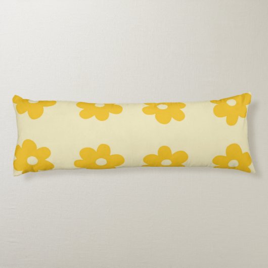 Coussins Longs Motif simple à fleurs rétro jaune tropicale (Dos)