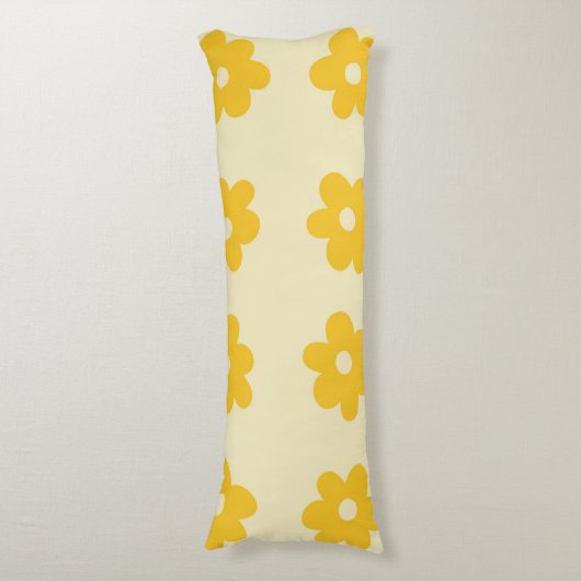 Coussins Longs Motif simple à fleurs rétro jaune tropicale (Devant (Vertical))
