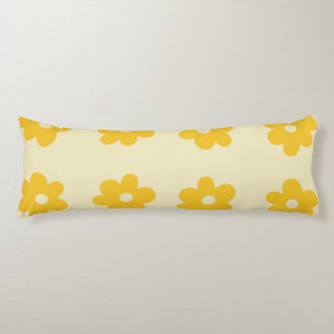 Coussins Longs Motif simple à fleurs rétro jaune tropicale